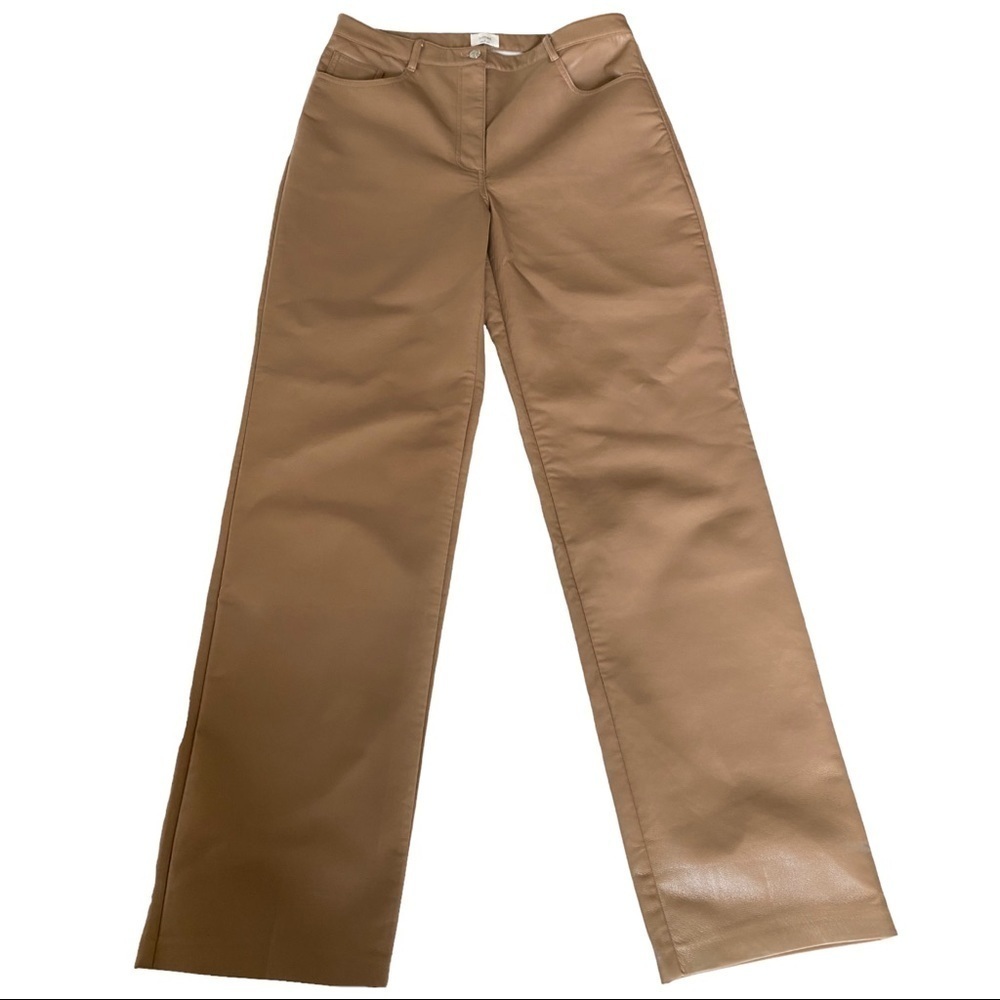 Wilfred Vegan Leather Tan Straight Leg Pant